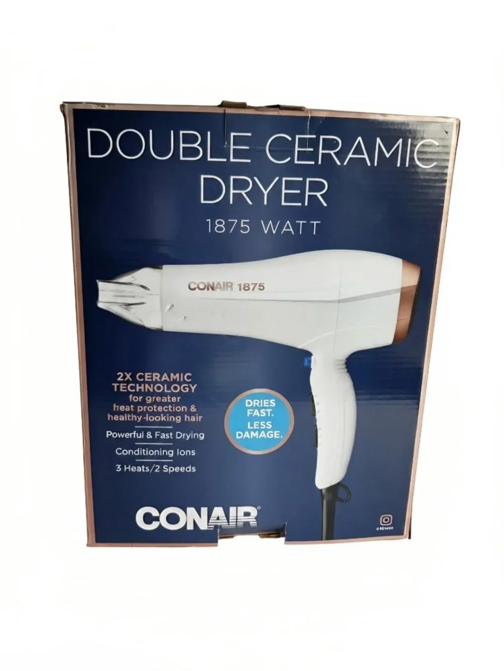 Conair Double Ceramic Technology Hair Dryer, Frizz Fighting & Ionic Conditioning